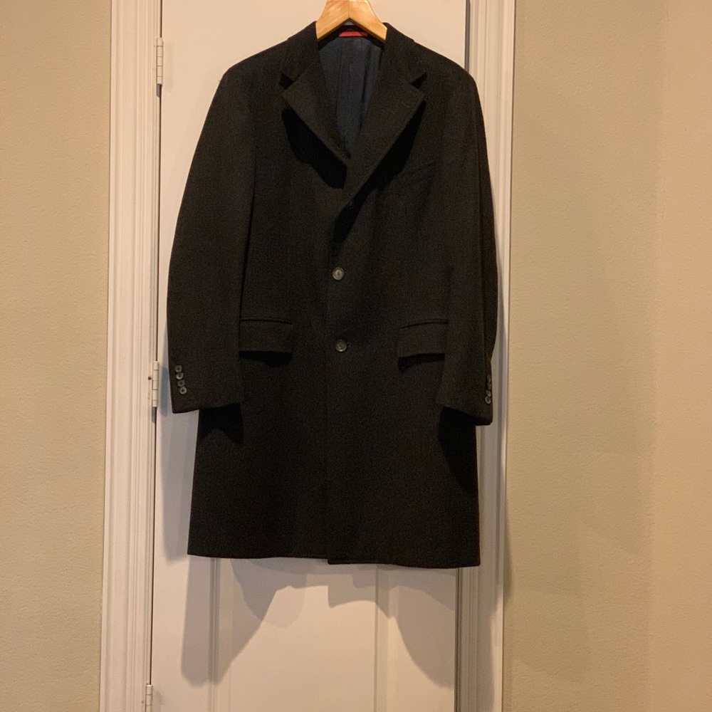 100% Cashmere Gray Isaia Overcoat Size IT 56R